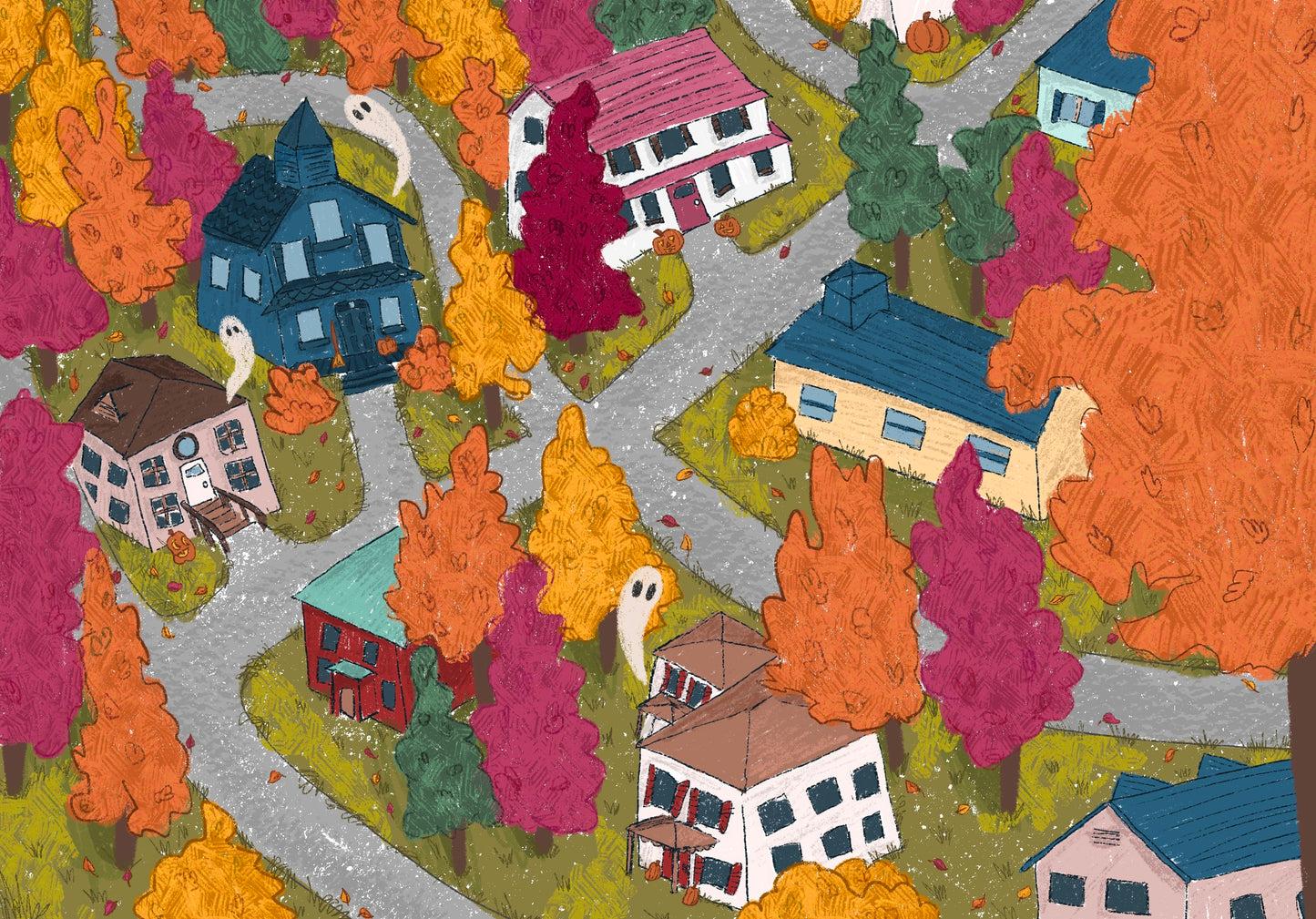 Haunted Autumn Town Print