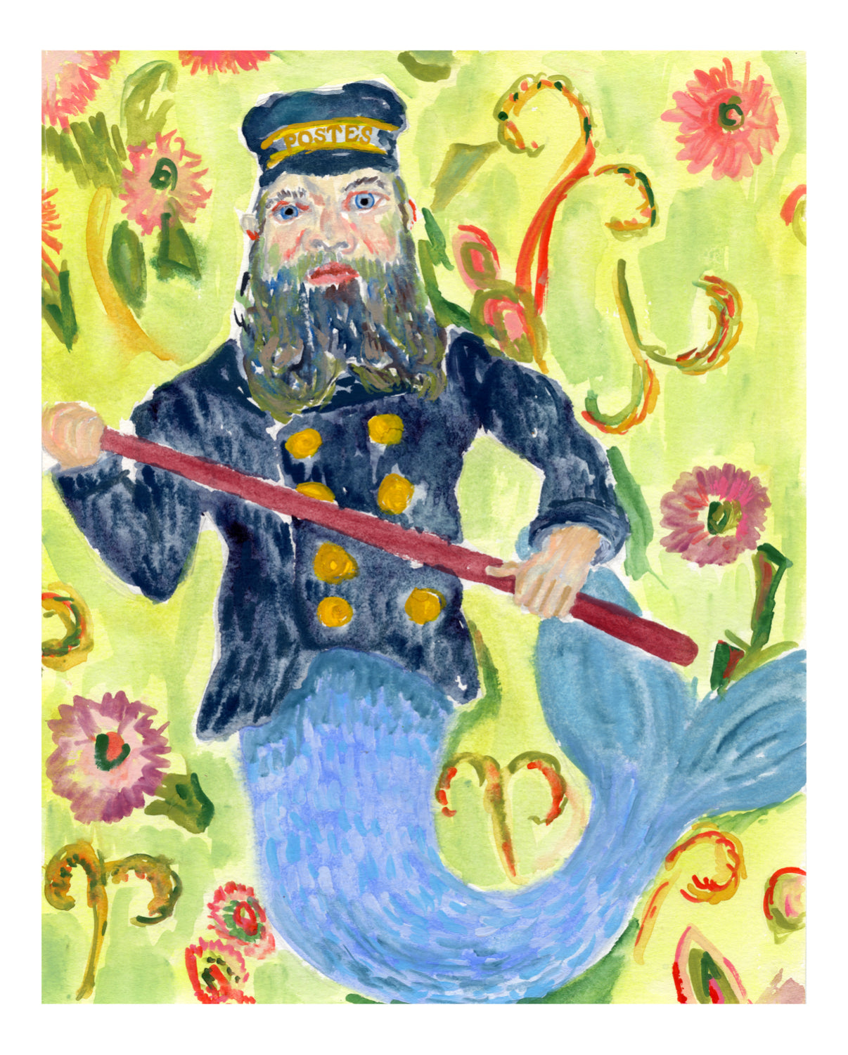 Mermaid Post Man Print